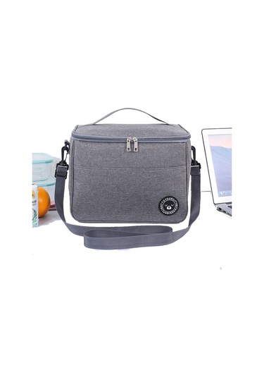 Gri Büyük Yalıtımlı Öğle Yemeği Çantası Yetişkin Çocuk Erkek Termal Serin Sıcak Gıda Saklama Kutusu M Gri