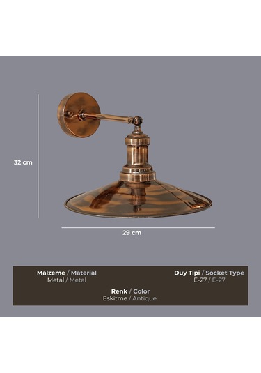 Rustica Eskitme Bakır Aplik Bakır