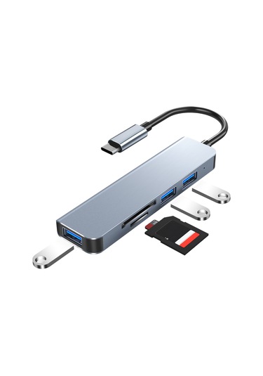 Maiyame Usb-c Çok Fonksiyonlu Hub 5-in-1: Usb3.0 + 2xusb2.0 + Tf + Sd Kart Okuyucu, 5gbps Hızlı Aktarım, Uzay Gri Model 2103t
