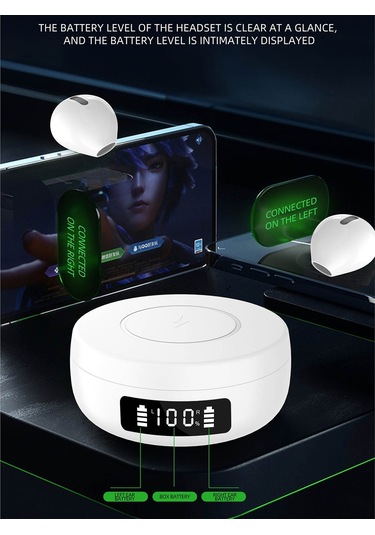 X6ws Mini Gürültü Azaltma Dijital Ekran Tws Kablosuz Bluetooth Kulaklık Siyah