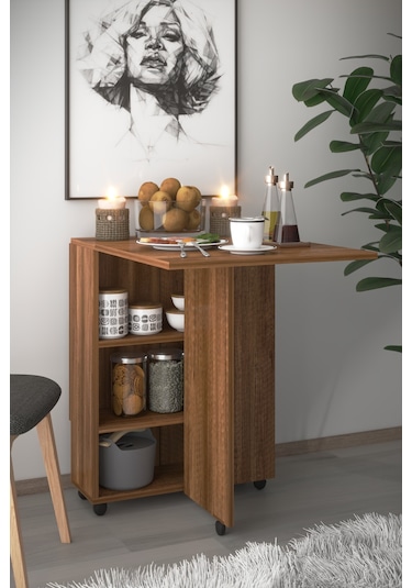 Dekorfim DF01110BR Pratik Portatif Katlanır Masa Mutfak ve Yemek Masası