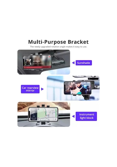 Araç İçi Telefon Tutucu Multifonksiyonel Numaratörlü Klipsli Tutucu