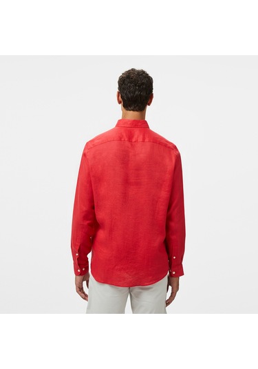 Nautica Erkek Kırmızı Classic Fit Keten Gömlek Düz W55101t Kırmızı