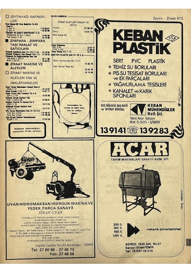 İzmir 1982-1983 Meslek Reklam İlanı Efemera S613