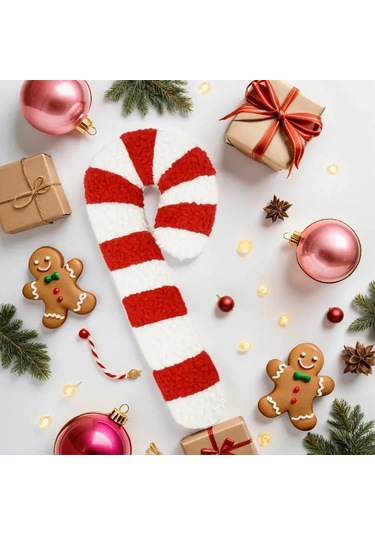 Şeker Kamışı Peluş Oyuncak, Rahat Yastık, Şirin Noel Kanepe Dekorasyonu Kırmızı