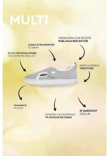 Hopfrög Kids Multi Barefoot Çocuk Ayakkabı - Gri