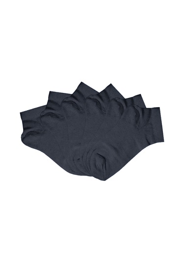 6'lı Kız Erkek Çocuk Çorap Pamuklu Beyaz Kısa Patik Siyah