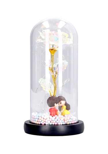 Shineyee Gitar Figürlü Renkli Led Aydınlatmalı Cam Gül Sabiti - Sevgiliye Hediye, Ev Dekoru, Yatak Odası Gece Lambası Pil Dahil Değil