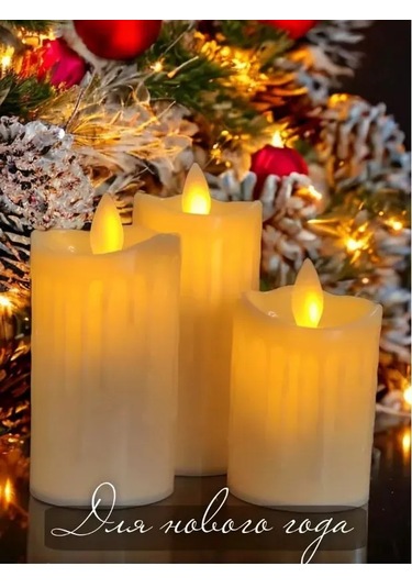 Kangvka Led Mum 3'lü Set, Canlı Alev Efekti, 7-9-11 Cm, Ev Dekoru, Safe Kullanım, Sıcak Işık Beyaz