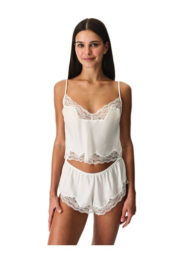 Penti Kırık Beyaz Chiffon Lace Dantel Atlet
