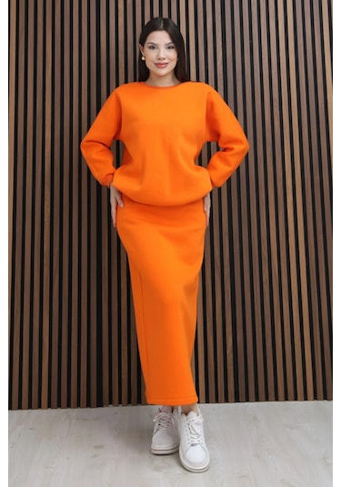 Lodmela Basic Comfort Şardonlu Etekli Takım 6073-oranj Oranj