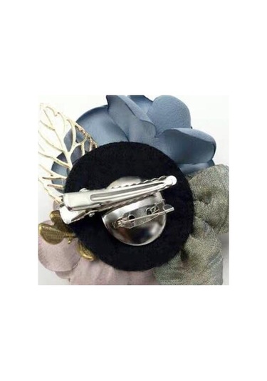 Homyl Kore Tarzı Gül Çiçek Şal Broş Pin Damat Gelin Korsaj Mor