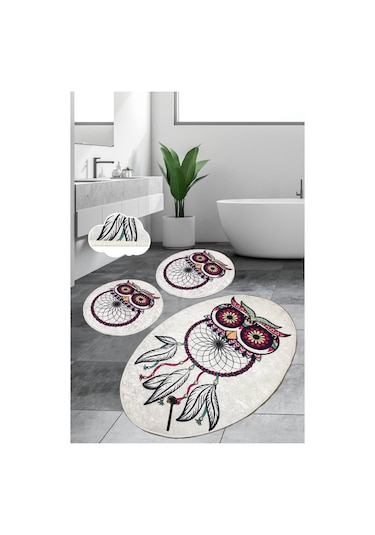 Dream Djt 3 Lü Set Banyo Halısı Paspas Yıkanabilir Klozet Takımı Çok Renkli