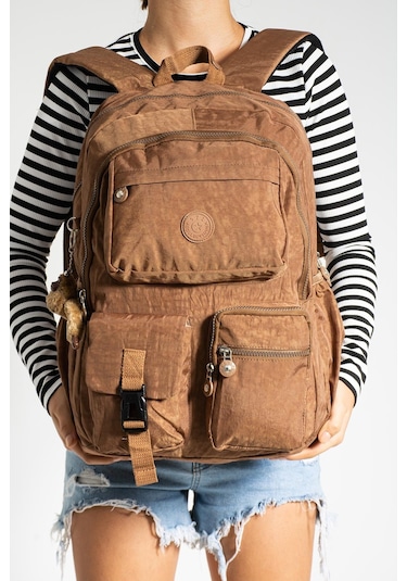 Ultra Hafif Çok Cepli Su Geçirmez Sırt Çantası Taba Model: 571-1k - Taba