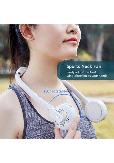 Vkemall Taşınabilir Kolsuz Boyun Fanı, 360 Derece Dönen, 180 Derece Ayarlanabilir Hava Ç