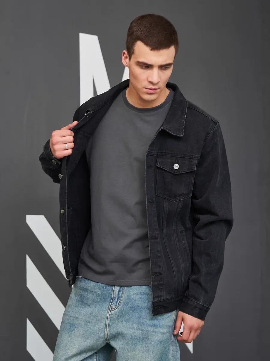 Arvador Erkek Desenli Kot Ceket 439191980 Koyu Gri