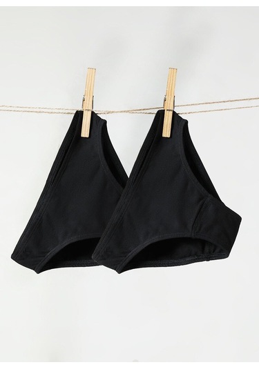 Kız Çocuk Organik Külot 2li Paket 1195 - Siyah