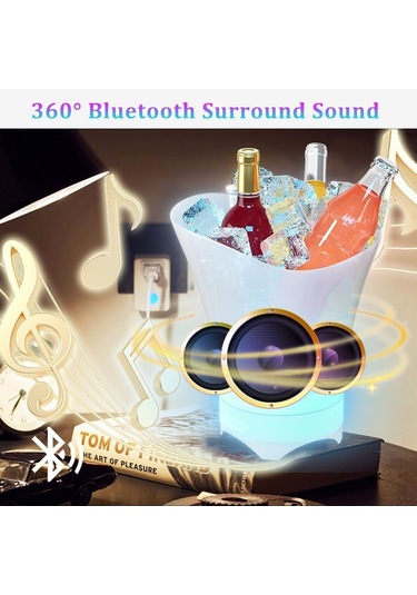 Yifomall 7l Led Işıklı Bluetooth Buzluk Hoparı - 5w Subwoofer, 7 Renkli Aydınlatma, Kamp Ve Partiler İçin Taşınabilir Ses Cihazı Beyaz