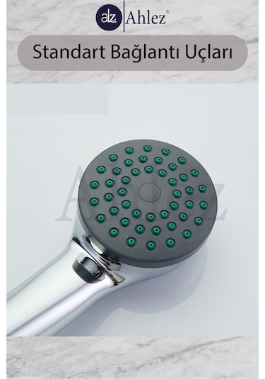 Ahlez Caprice Duş Başlığı + Banyo Pvc Duş Hortumu Spiral Duş Seti Krom