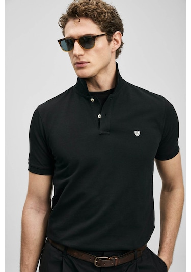 Lufian Laon Smart Siyah Erkek Polo Yaka T-shirt 111040230