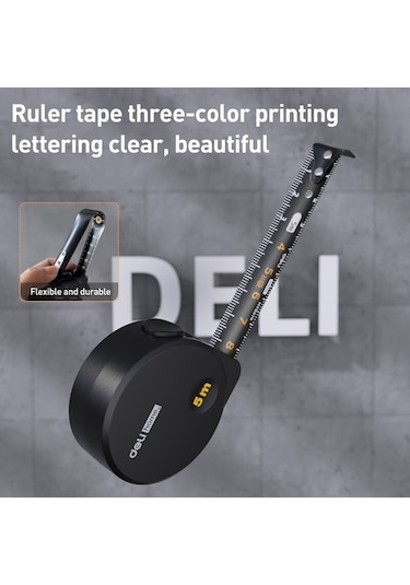 Deli Ht8519 5mx19mm Yüksek Hassasiyetli Ev Çelik Ölçü Kalınlaşmış Ölçüm Bandı 1 Adet