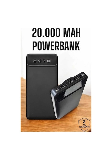 20.000 Mah Led Işıklı Lcd Ekran Usb Girişli Type-c Lightning