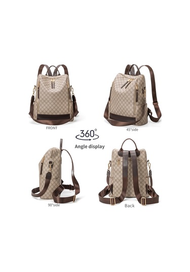 Springsun Çift Kullanimlı Tek Omuz/çift Omuz Çanta - Geniş Hacimli, Gömlekli, Baskılı Desenli, Fantezi Tüy Rengi, Kayıp Engellendiği, Çok Bölmeli, Reçine Materyal, 3d Dış Torba Bej - Kahverengi