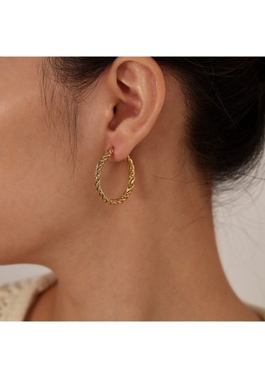 Sones Opk Ge960 1 Çift Paslanmaz Çelik Altın Kaplama Vintage Twist Küpe Altın