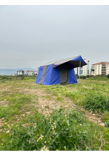 Oba Çadır - 1 Odalı Kamp Çadırı 4 Kişilik Kapı Sineklikli Mavi - Gri