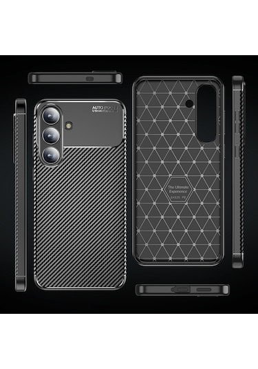 Samsung Galaxy Uyumlu S25 Fe Kılıf Karbon Silikon Case Kapak Siyah