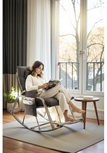 Dicle Cepli Pofuduk Minderli Sallanan Sandalye Tv Koltuğu Antrasit