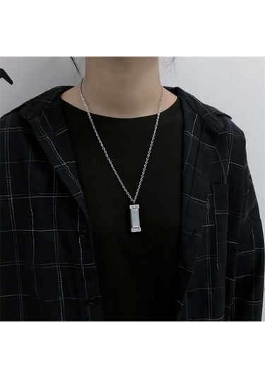 Gerçek Kullanılabilir Mızıka Kolye Gümüş Renk