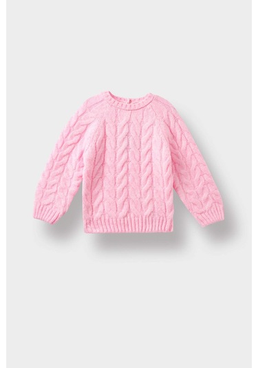 Defacto Kız Bebek Bisiklet Yaka Saç Örgülü Kazak D0354a525aupn633 Pembe