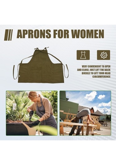 Ulzyvf Yetişkinler Yeşili Tuval Sanatçı Ordu Önlükleri Önlük Kadınlar İçin Erkekler Bahçe Ek Ordu Yeşili