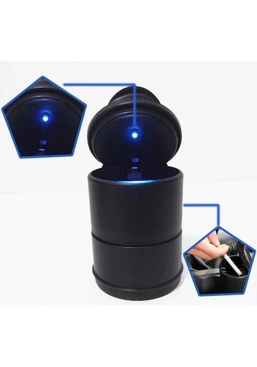 Carmind Mavi Işıklı Kapaklı Oto Küllük Universal