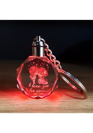 Sevimli Çift Tasarımlı Kristal Renk Değiştiren Anahtarlık