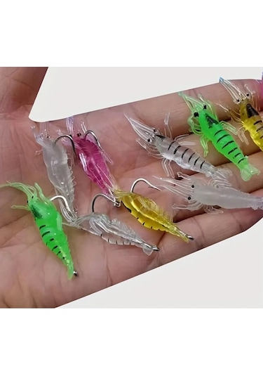 5 Renk 10 Adet Silikon Karides - Sahte Karidesle Balık Avı