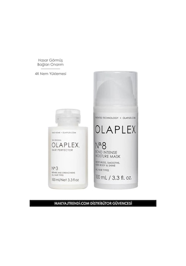 Olaplex No:8 Bond Intense Moisture Mask 100 ML + No:3 Repairs and Strengthens 100 ML