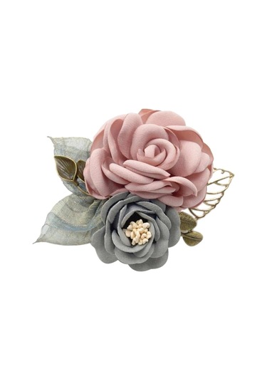 Homyl Kore Tarzı Gül Çiçek Şal Broş Pin Damat Gelin Korsaj Pembe-sandık Çok Renkli