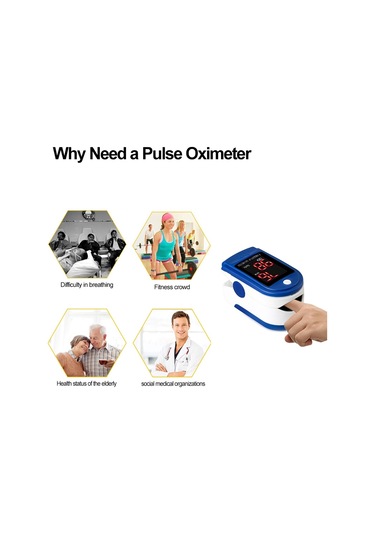 Sones Hassas Parmak Nabız Oksimetresi Kan Oksijen Monitörü Mavi