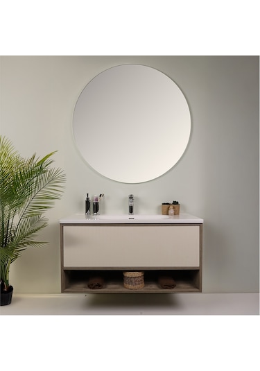 Kobos Elegant 100 Cm Banyo Dolabı Seti Light Walnut + Luna Ahşap