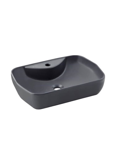 Seramiksan Lucida Batarya Delikli Tezgah Üstü Lavabo Mat Antrasit 55 CM
