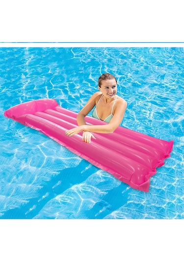 Ikkb Yetişkin Düz Renk Yüzen Su Şezlong Pvc Katlanabilir Şişme Yatak Gül Kırmızı