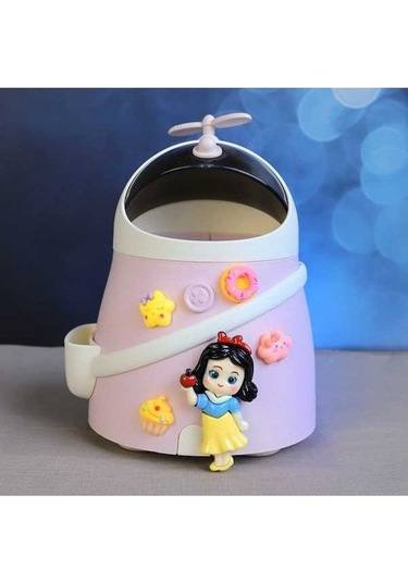 Novahub Dayanıklı Pembe Kar Beyaz Kapaklı Çöp Kutusu - Pamuk Prenses Tasarımı Pembe