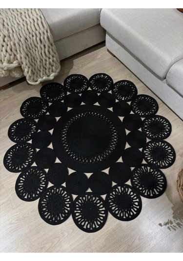 Marguerite Trikot Papatya Model Kilim Siyah