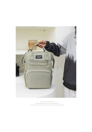 Novahub Yeşil Sırt Gri Fermuarlı Dinosaurs Çok Cepli Çantası Bebek Anne Altın / - Kh Altın