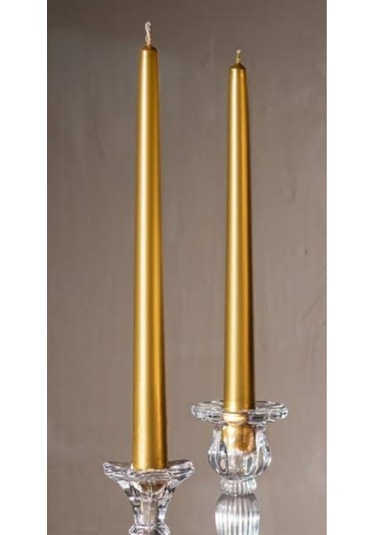 Denic 2 li Metalik Gold Şamdan Mum  Konik Mum