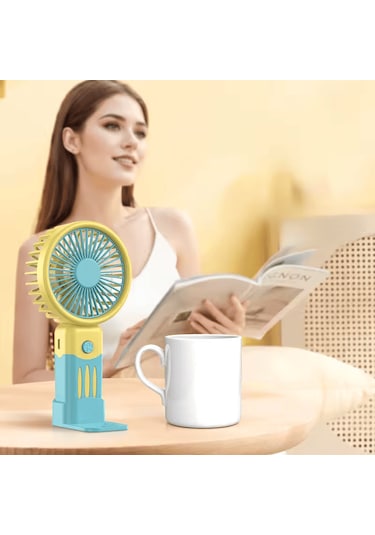 Alpera Electronic - 3 Kademeli Şarjlı El Fanı - Sarı & Yeşil Renk