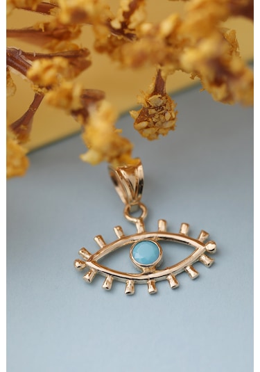 Miletkuyumculuk 14 Ayar Altın Kirpikli Gözlü Kolye Ucu