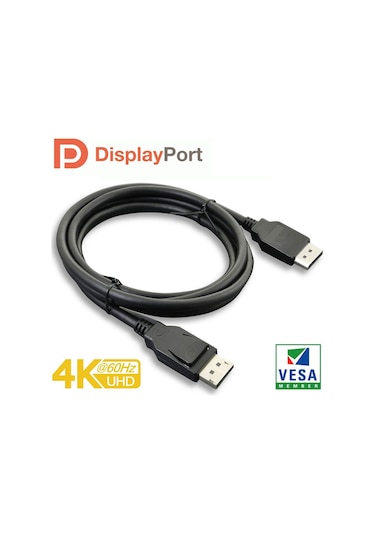 Paugge Dp 1.2 Vesa Sertifikalı 4K 60 Hz Displayport Kablo 1.8 M